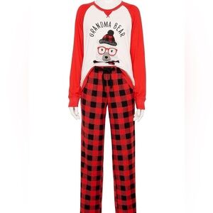 $54 Cuddl Duds Grandma Bear Christmas Pajamas Set Pant Women M  Grandmother Nana